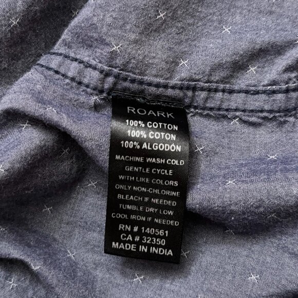 Roark Revival Shirt Mens Size M Short Sleeve Button Geometric Pocket Blue - Picture 5 of 5